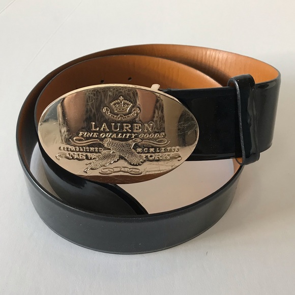 Lauren Ralph Lauren Accessories - Ralph Lauren Black Patent Leather Belt Gold Buckle